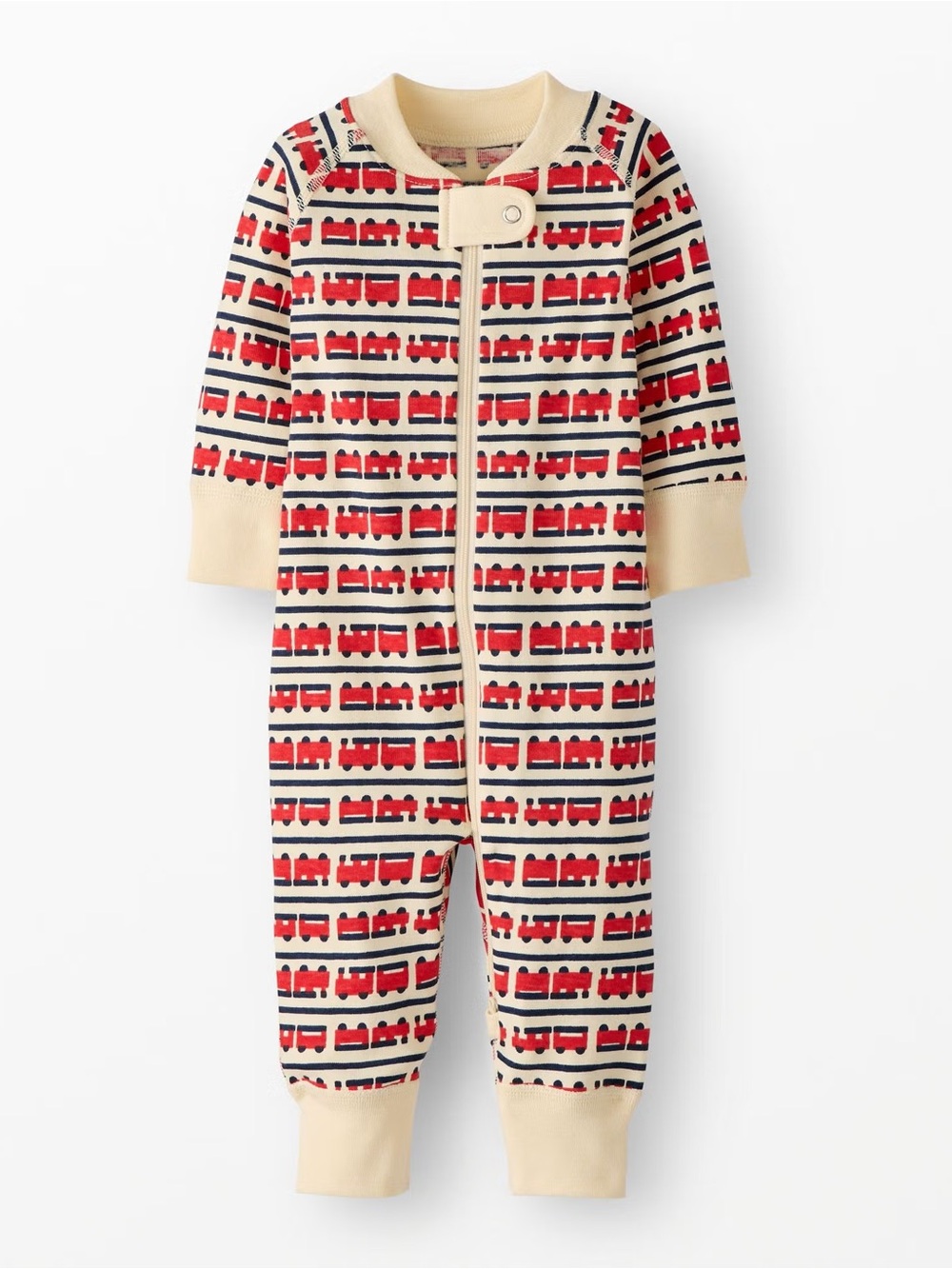 Hanna Andersson Holiday HannaJams Sleeper Zipper Pajamas All Aboard Trains 0–3M